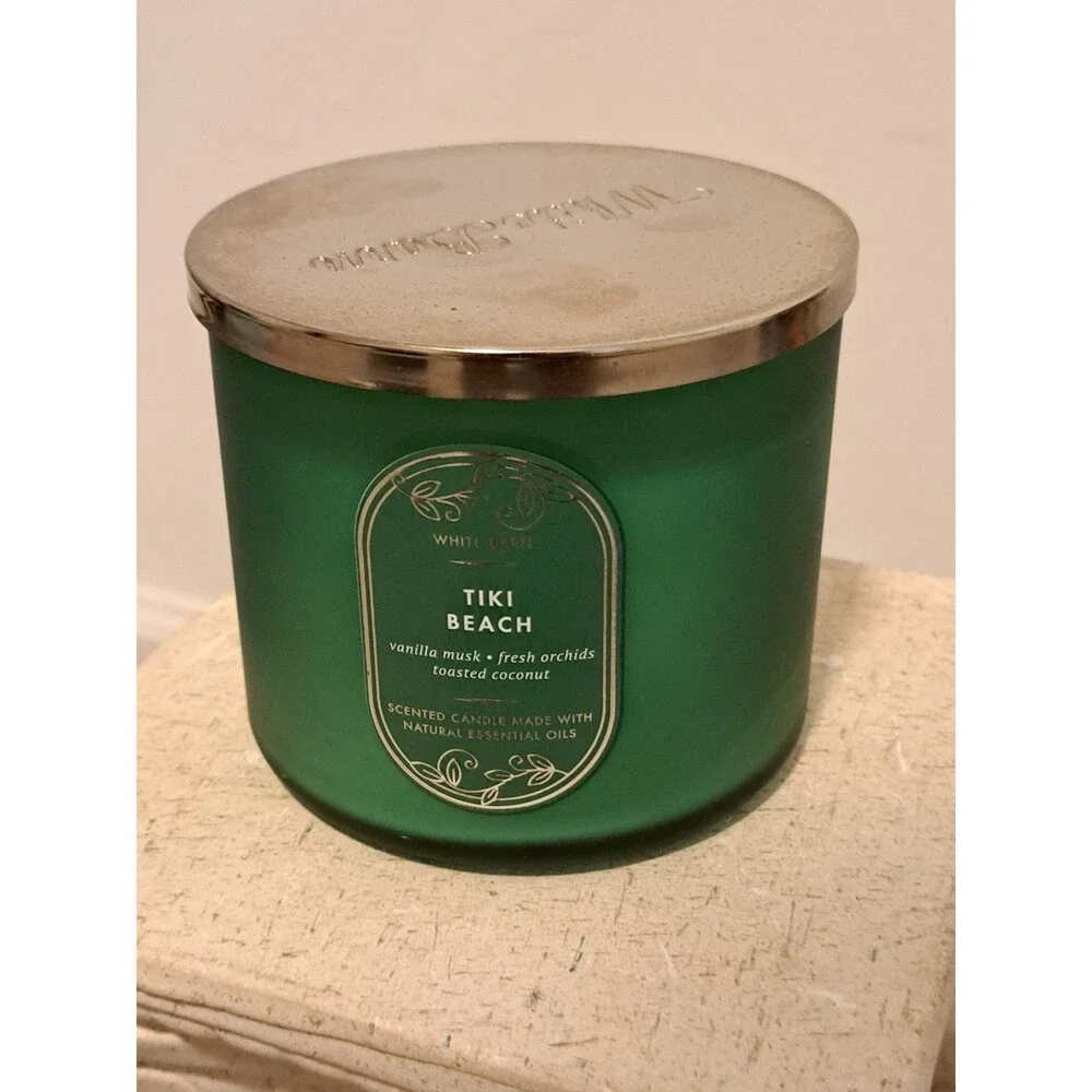 White Barn Tiki Beach Vanilla Musk Fresh Orchid Toasted Coconut 3 Wick Candle - Picture 1 of 5
